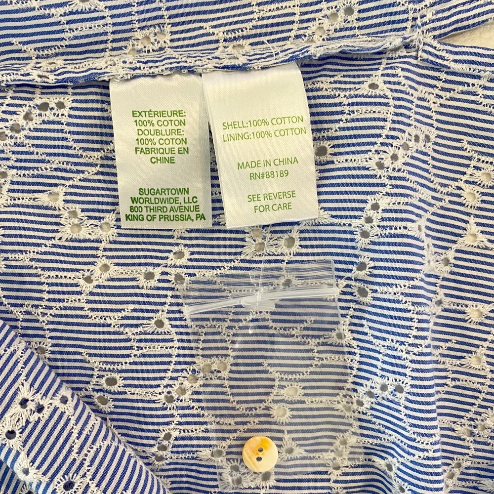 Lilly Pulitzer Lenox Top Floral Eyelet Crew Blue - Picture 8 of 8